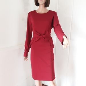 CHICIRIS #349 Women's Dress NWT Long Sleeve Size L Red Round Neck